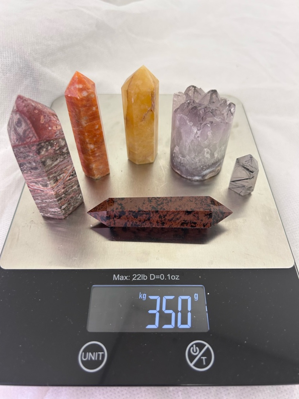 Amethyst crystal cluster + Gemstone Crystal Points Set - Multicolor